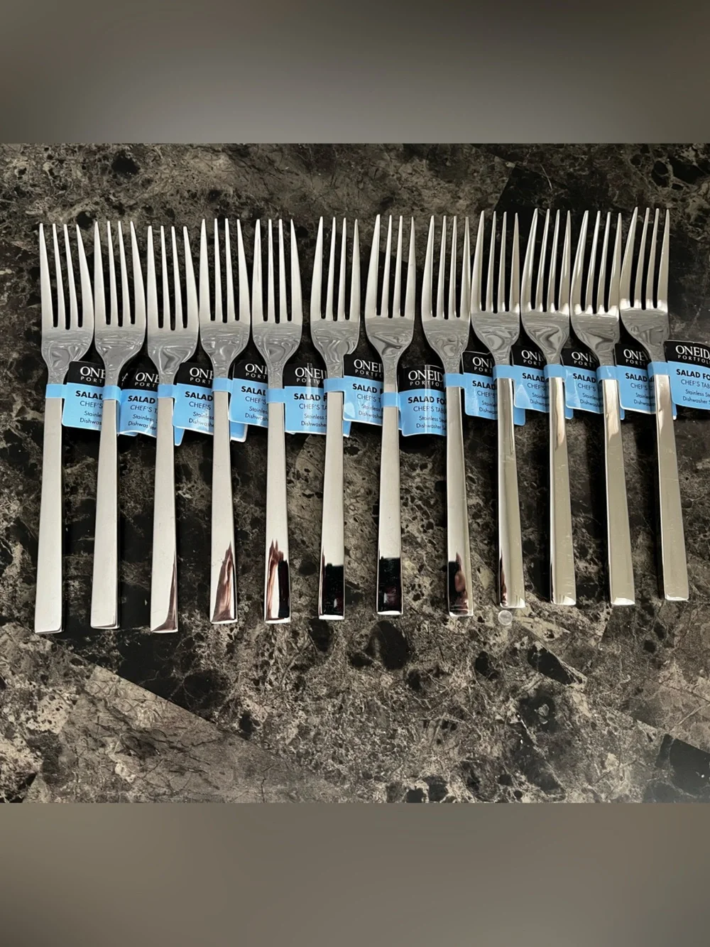Oneida Chef Table Salad Fork Stainless Steel Engraved Signature Premium 12 Piece